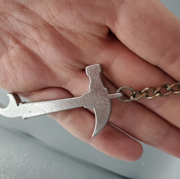 Silvertone Hammer Bottle Opener Keychain - Picture 3 of 3